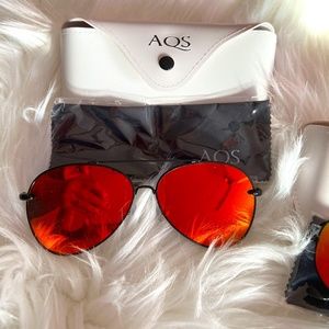 AQS AquaSWISS Rainbow Red-Orange-Yellow Orange Polarized Mirror Aviators UNISEX